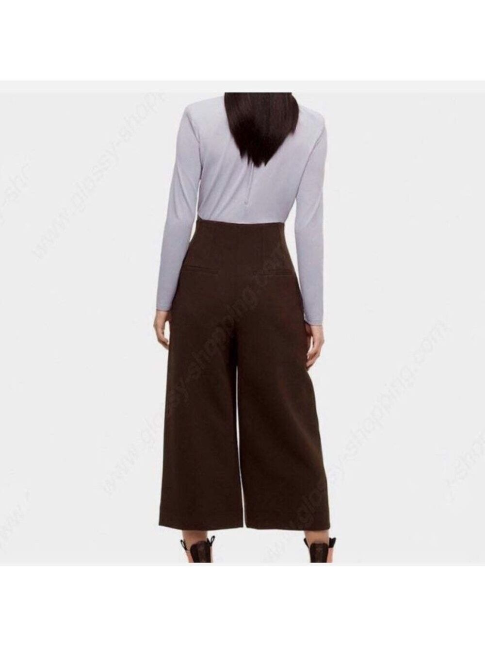 Aritzia BABATON 1-01 Cady Pant Brown Zipper Front Corset Waist Wide Leg Size 0 - Picture 4 of 11